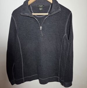 Eddie Bauer Pullover Mens L Quarter Zip Sweater Outdoors Dark Gray